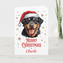 Gepersonaliseerde Rottweiler Hond Vrolijk Kerstfee Kaart