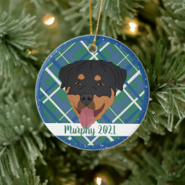 Gepersonaliseerde rottweiler Kerstmis Keramisch Ornament