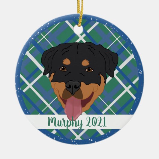 Gepersonaliseerde rottweiler Kerstmis Keramisch Ornament (Voorkant)
