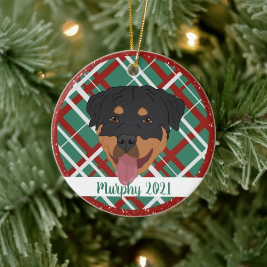 Gepersonaliseerde rottweiler Kerstmis Keramisch Ornament (Boom)