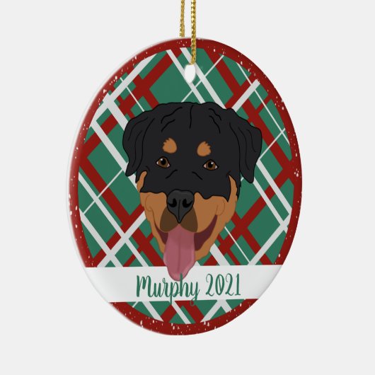 Gepersonaliseerde rottweiler Kerstmis Keramisch Ornament (Rechts)
