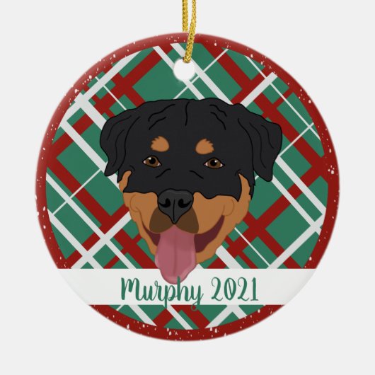 Gepersonaliseerde rottweiler Kerstmis Keramisch Ornament (Voorkant)