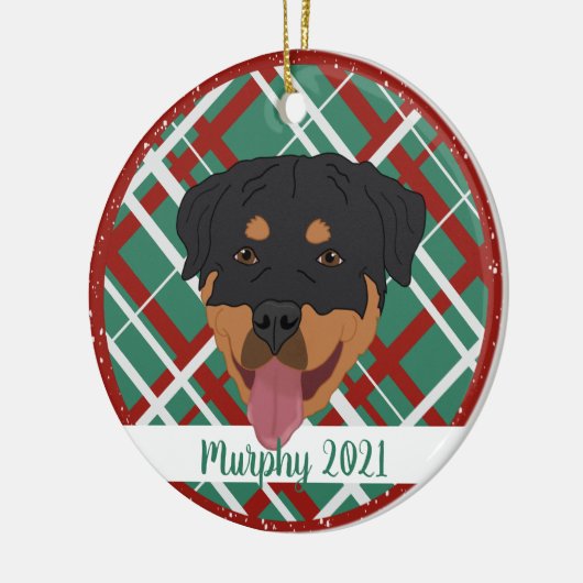 Gepersonaliseerde rottweiler Kerstmis Keramisch Ornament (Links)