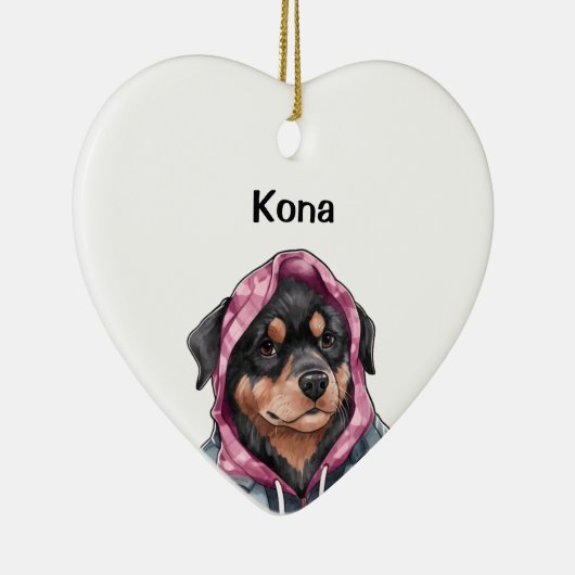Gepersonaliseerde Rottweiler, Waterverf Pet Foto Keramisch Ornament (Rechts)