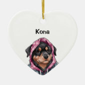 Gepersonaliseerde Rottweiler, Waterverf Pet Foto Keramisch Ornament (Voorkant)