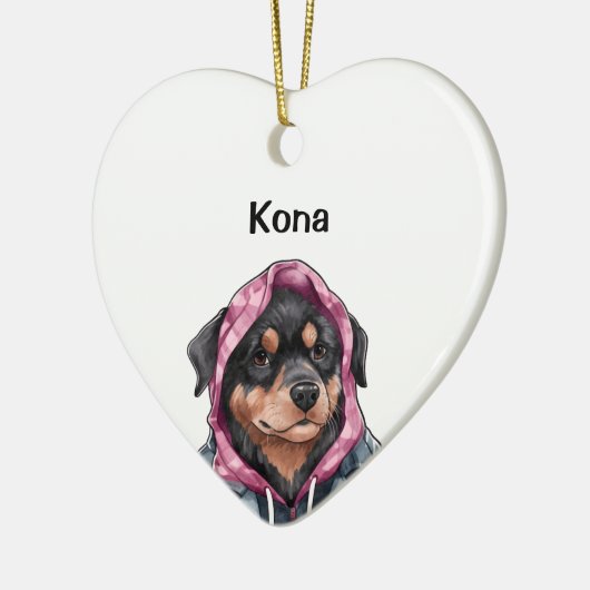 Gepersonaliseerde Rottweiler, Waterverf Pet Foto Keramisch Ornament (Links)