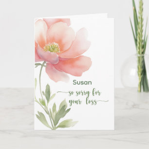 Gepersonaliseerde rouwbetuiging Aquarel Bloem Kaart