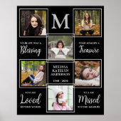 Gepersonaliseerde rouwdienst 6 foto collage herinn poster (Voorkant)
