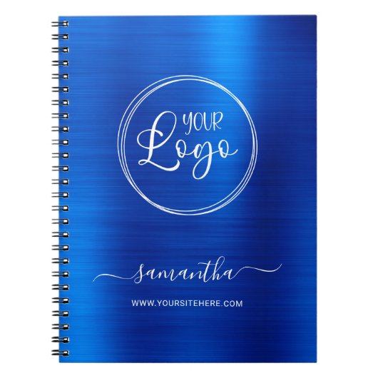 Gepersonaliseerde Royal Blue Folie White Business  Notitieboek (Voorkant)