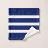 Gepersonaliseerde Royal Blue & White Stripes Patro Bad Handdoek (Wasdoekje)