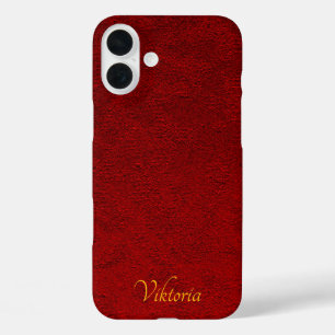 Gepersonaliseerde Royal Crimson Velvet Print iPhone 16 Plus Hoesje