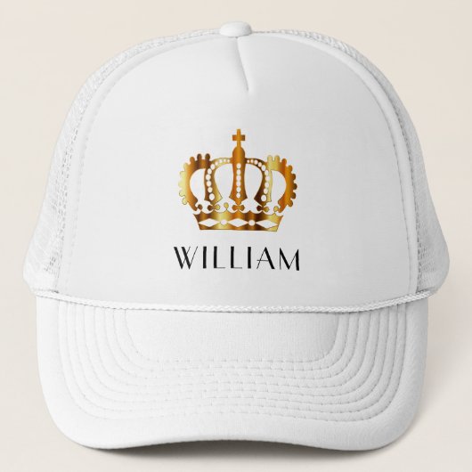 Gepersonaliseerde Royal Gold Crown White Trucker Pet (Voorkant)