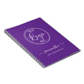 Gepersonaliseerde Royal Paarse en Witte Zakelijke  Notitieboek (Rechterzijde)