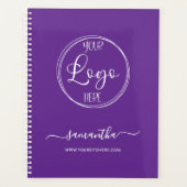 Gepersonaliseerde Royal Paarse en Witte Zakelijke  Planner (Voorkant)