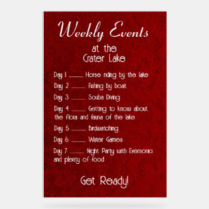 Gepersonaliseerde Royal Velvet Evenementen Schema Acryl Bord
