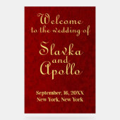 Gepersonaliseerde Royal Velvet Wedding Welkomstbor Acryl Bord (Voorkant)