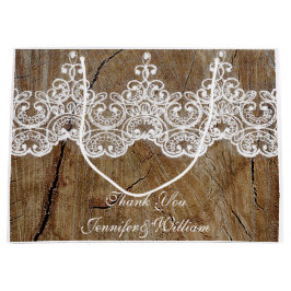 Gepersonaliseerde Royal Wedding Rustic Lace Gift Groot Cadeauzakje