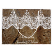 Gepersonaliseerde Royal Wedding Rustic Lace Gift Groot Cadeauzakje (Achterkant)