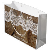 Gepersonaliseerde Royal Wedding Rustic Lace Gift Groot Cadeauzakje (Achterkant Gekanteld)