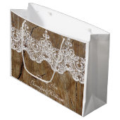 Gepersonaliseerde Royal Wedding Rustic Lace Gift Groot Cadeauzakje (Voorkant Gekanteld)