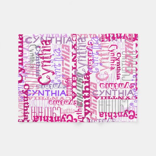 Gepersonaliseerde roze aangepaste naam Collage Gir Fleece Deken (Voorkant (Horizontaal))