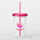 Gepersonaliseerde Roze Acryl Tumbler met Bunny Ear Acryl Drinkbeker (Voorkant)