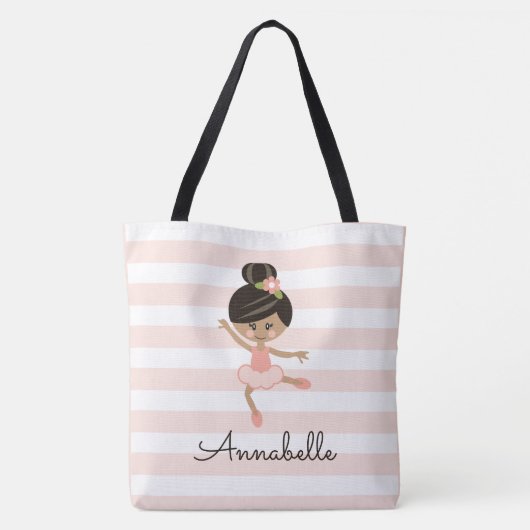 Gepersonaliseerde roze Afrikaanse Amerikaanse Ball Tote Bag (Achterkant)