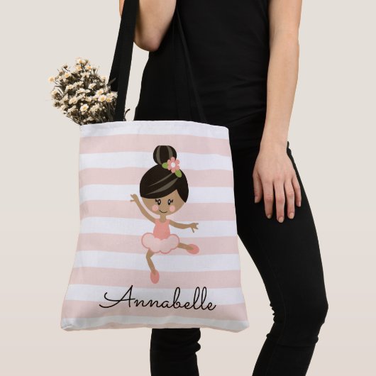 Gepersonaliseerde roze Afrikaanse Amerikaanse Ball Tote Bag (Dichtbij)