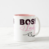 Gepersonaliseerde roze baas Lady Whip Tweekleurige Koffiemok (Voorkant rechts)
