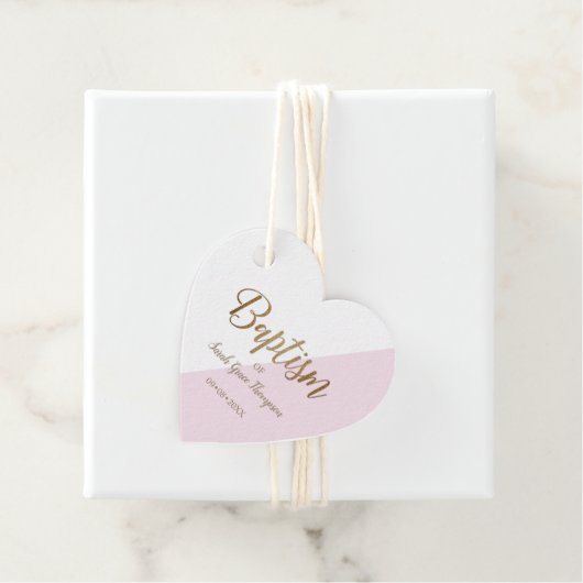 Gepersonaliseerde Roze Baby doop HART dank u Bedankjes Labels (In situ)