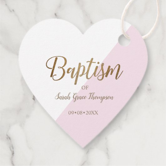 Gepersonaliseerde Roze Baby doop HART dank u Bedankjes Labels (Achterkant)