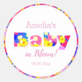 Gepersonaliseerde Roze Baby in Bloom Roze Baby sho Ronde Sticker (Voorkant)