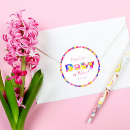 Gepersonaliseerde Roze Baby in Bloom Roze Baby sho Ronde Sticker