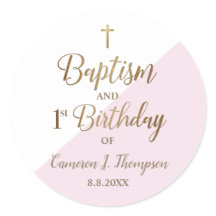 Gepersonaliseerde Roze Baby Meisje doop eerste ver