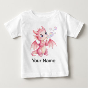 Gepersonaliseerde Roze Babydraak die Bellen Blaast