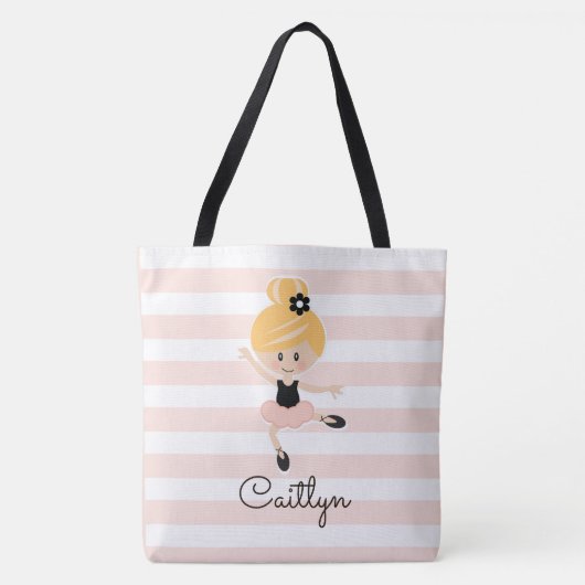 Gepersonaliseerde roze Ballerina Canvas tas Blonde (Voorkant)