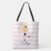 Gepersonaliseerde roze Ballerina Canvas tas Blonde (Achterkant)