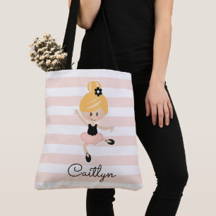 Gepersonaliseerde roze Ballerina Canvas tas Blonde