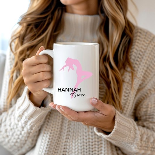 Gepersonaliseerde Roze Ballerina Koffie Mok