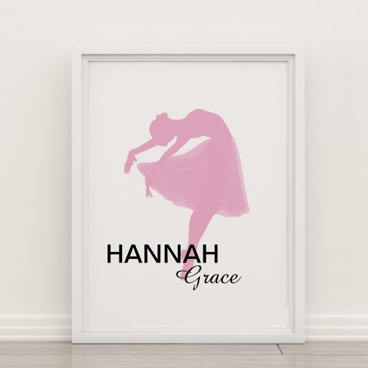 Gepersonaliseerde roze ballerina Poster