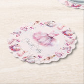 Gepersonaliseerde roze ballerina verjaardag kartonnen onderzetters (Gekanteld)