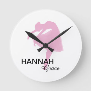 Gepersonaliseerde Roze Ballerina Wandklok