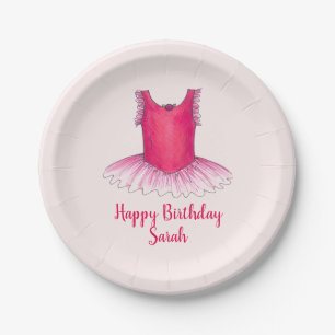 Gepersonaliseerde roze ballet Ballerina Birthday T Papieren Bordje