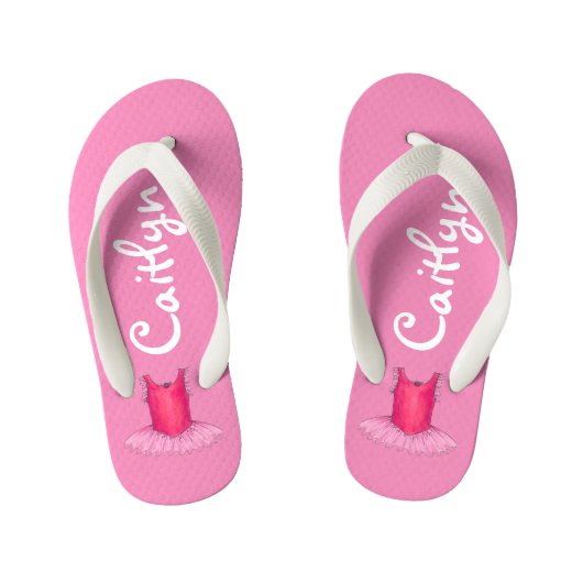 Gepersonaliseerde roze ballet Tutu Ballerina Dance Kinder Teenslippers (Voetbed)