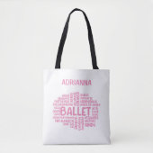 Gepersonaliseerde roze ballet typografie Canvas ta Tote Bag (Voorkant)