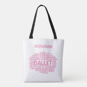Gepersonaliseerde roze ballet typografie Canvas ta Tote Bag (Achterkant)