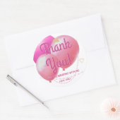 Gepersonaliseerde roze ballon Bedankt Ronde Sticker (Envelop)