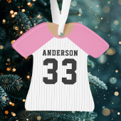 Gepersonaliseerde roze baseball trui ornament