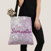 Gepersonaliseerde roze bespaarde Canvas tas (Dichtbij)