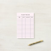 Gepersonaliseerde roze betaling tracker post-it® notes (Op bureau)
